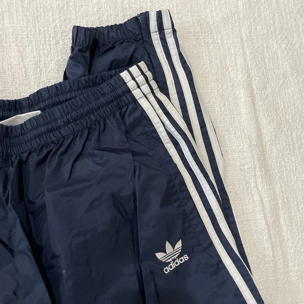 Vintage Adidas 90's Y2K Nylon Track Windbreaker Pants Men's Large Ankle Zip